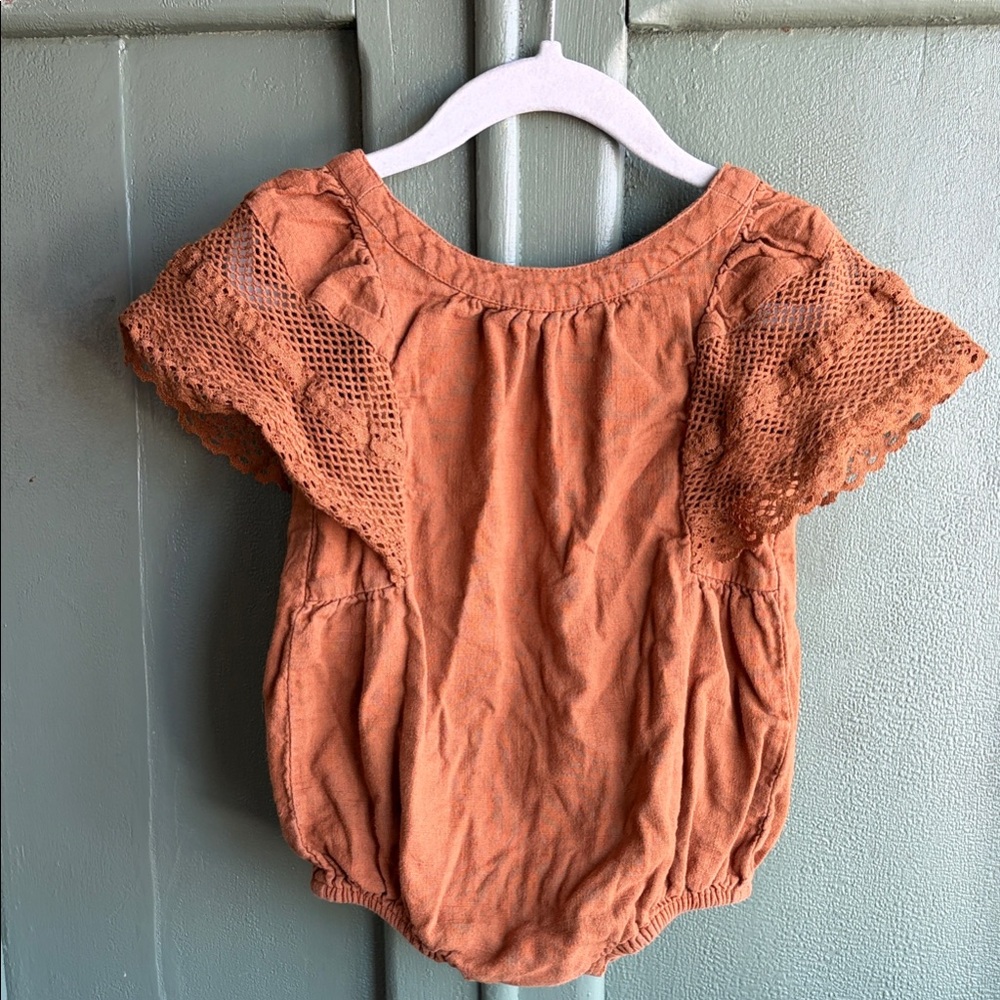 Old Navy Rust Orange Lace-Sleeve One-Piece